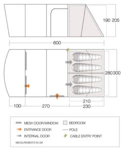 Vango Aether Poled 450XL Tent (2022) -Adventure Gear Shop aether 450xl floorplan low