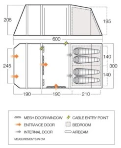 Vango Airbeam Vango Joro Air 450 Eco Dura Tent Package (2023) 12 Vango Airbeam Vango Joro Air 450 Eco Dura Tent Package (2023) -Adventure Gear Shop joro air 450 floorplan low 1